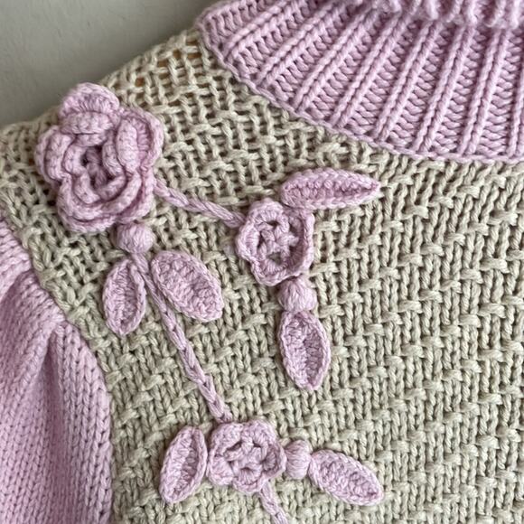 LoveShackFancy Allan Appliquéd Patchwork Knitted  Turtleneck Sweater - Picture 7 of 16